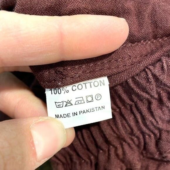 Evolverie Cotton Capri Wide Leg Brown Size Medium - Picture 6 of 6